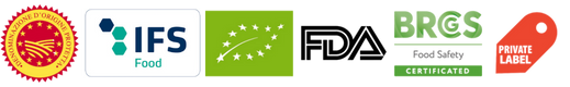Certificazioni: Cilento DOP, IFS Food, Bio UE, FDA, BRCGS, Private Label